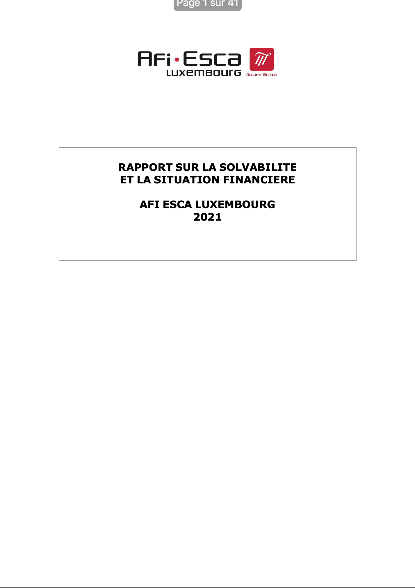Rapport sur la solvabilité et la situation financière 2021