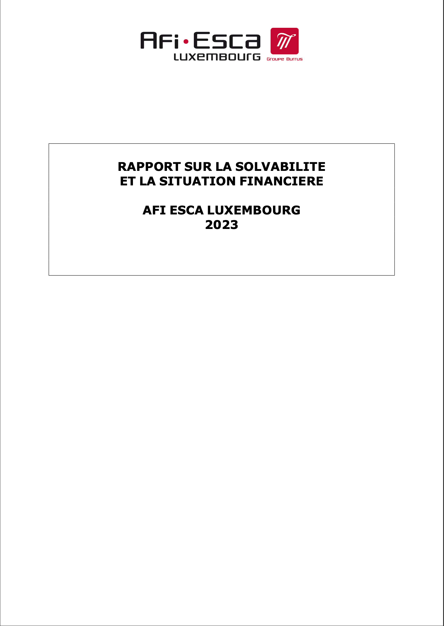 Rapport sur la solvabilité et la situation financière 2023